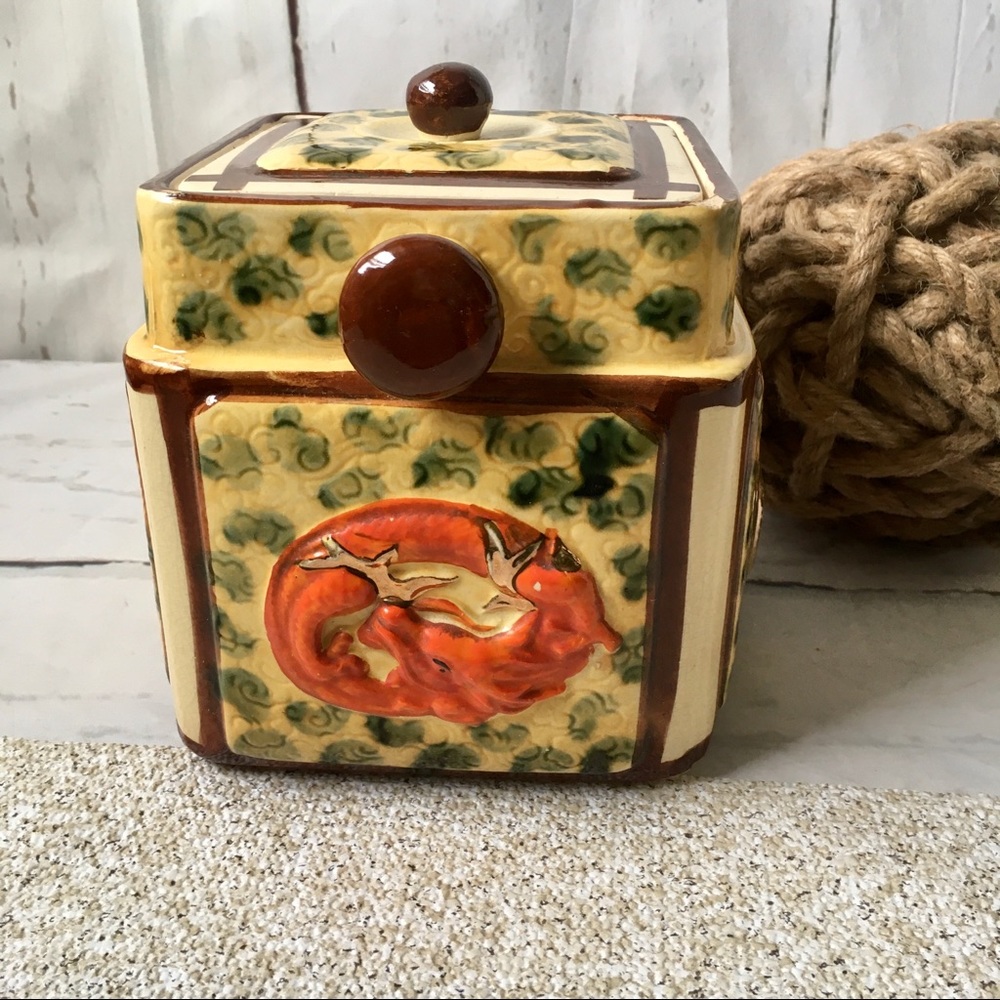Vintage Japanese Dragon Ceramic Ginger Jar Container Cookie Jar Japan